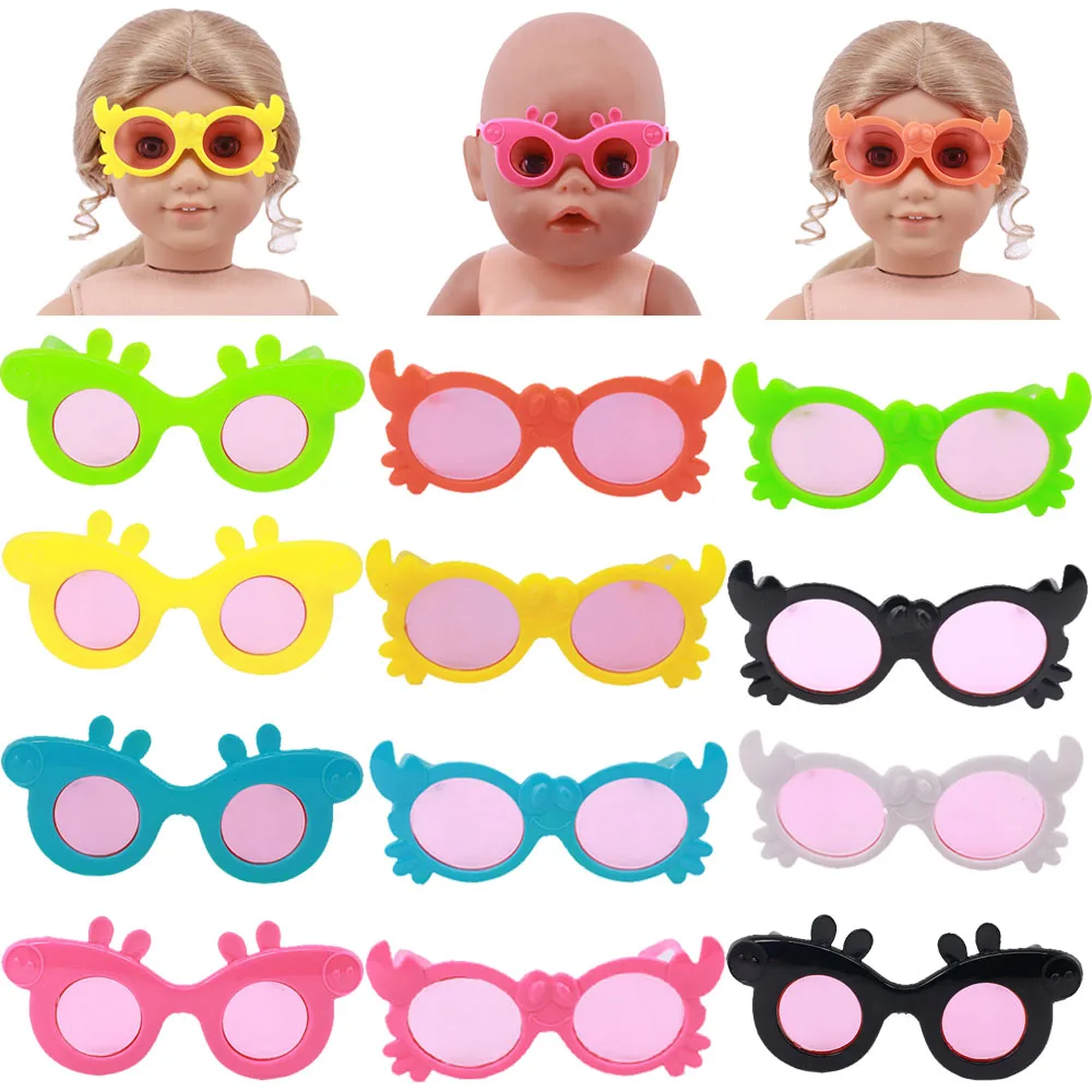 Doll Sunglasses Cartoon Glasses Accessories  Fit 18 Inch American Of Girl`s &43Cm Baby New ReBorn Doll Zaps Generation Christmas christmas uv dtf transfer sticker for the 16oz libbey glasses wraps bottles cup can diy waterproof easy to use custom decals