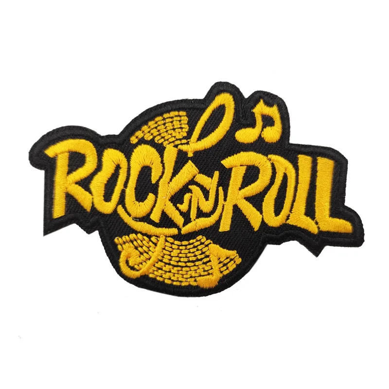 Желтая музыкальная лента ROCK N ROLL 3 74 дюйма патчи с вышивкой логотипом эмо гот