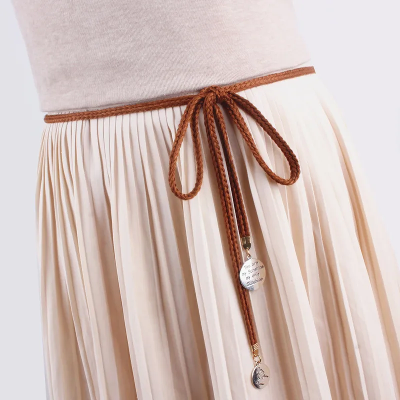

Ladies New Chain Belt For Women Tassel Waistband Twist Weaving Knot Rope Decoration Dress Retro Starp Cotton String Female