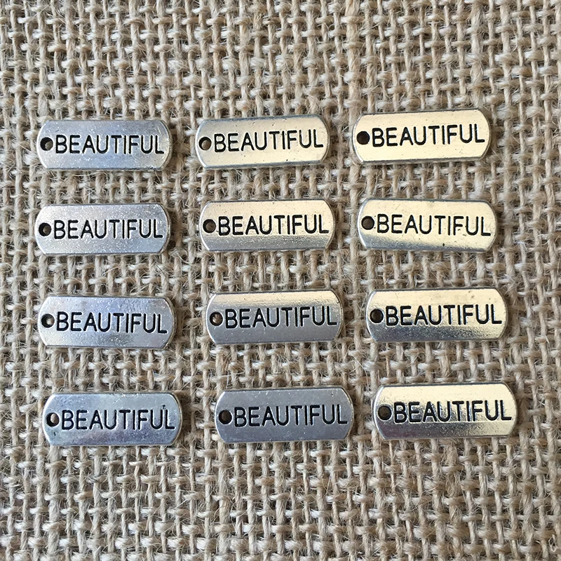 

24 Pcs/lot 21x8mm Alphabet Beautiful Charms for Jewelry Making Pendant Silver Plated for DIY Necklaces Earrings Bracelets A108