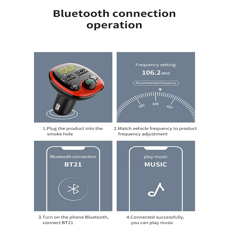 Fm-передатчик Bluetooth Автомобильный 3.1A двойной USB зарядка Bluetooth радио передатчик Hands-Free TF карта музыкальный плеер Автомобильный телефон зарядка