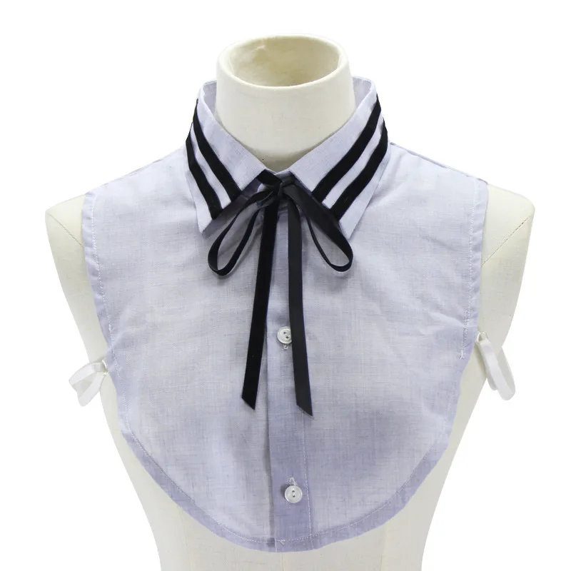 Black Bow Cotton Shirt Women Sweater Decoration Dickie Fake Collar Detachable New Free Shipping |