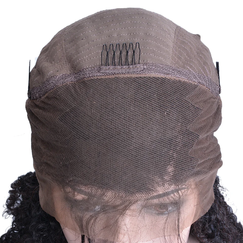 Бразильский кудрявый парик 360 синтетический фронтальный парик предварительно сорвал с волосами младенца 10-26 дюймов не Реми человеческих волос парики для черных женщин