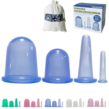 

4pcs Silicone Relaxation Beurha Jar Vacuum Cans Face Massage Cup Ventouse Anti Cellulite Cupping Set Massage Cupping Suction Cup