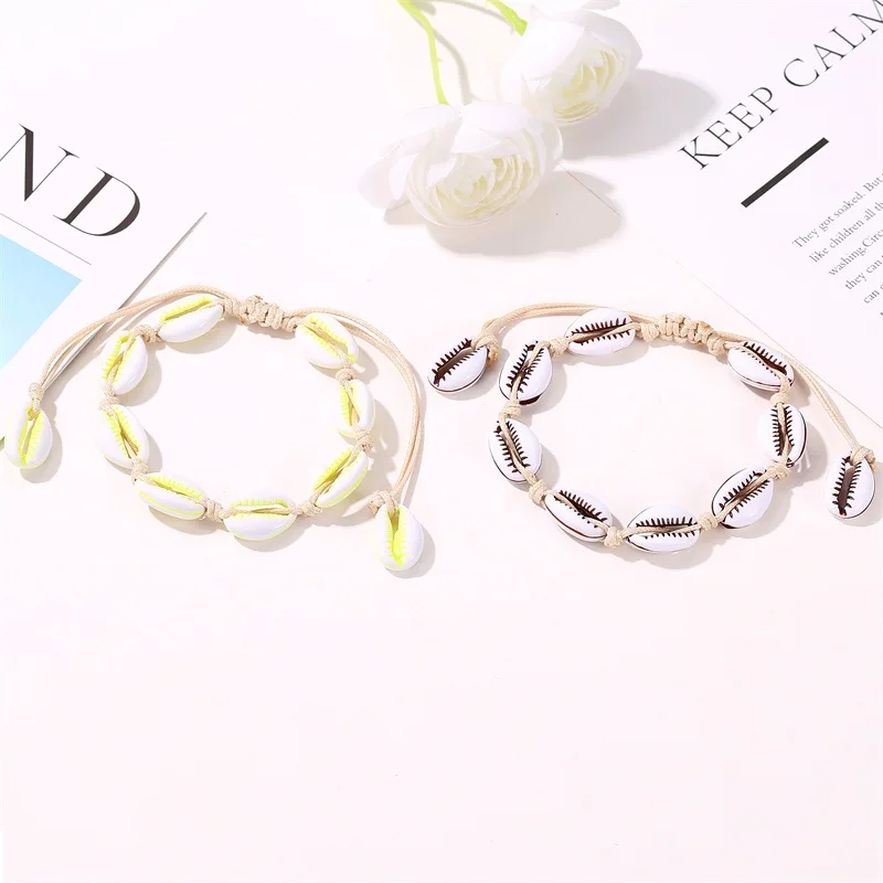 Boho Shell браслет дружбы браслеты для женщин прелестная веревка цепочка Strand браслет Femme Pulseira Mujer друзья подарки ювелирные изделия
