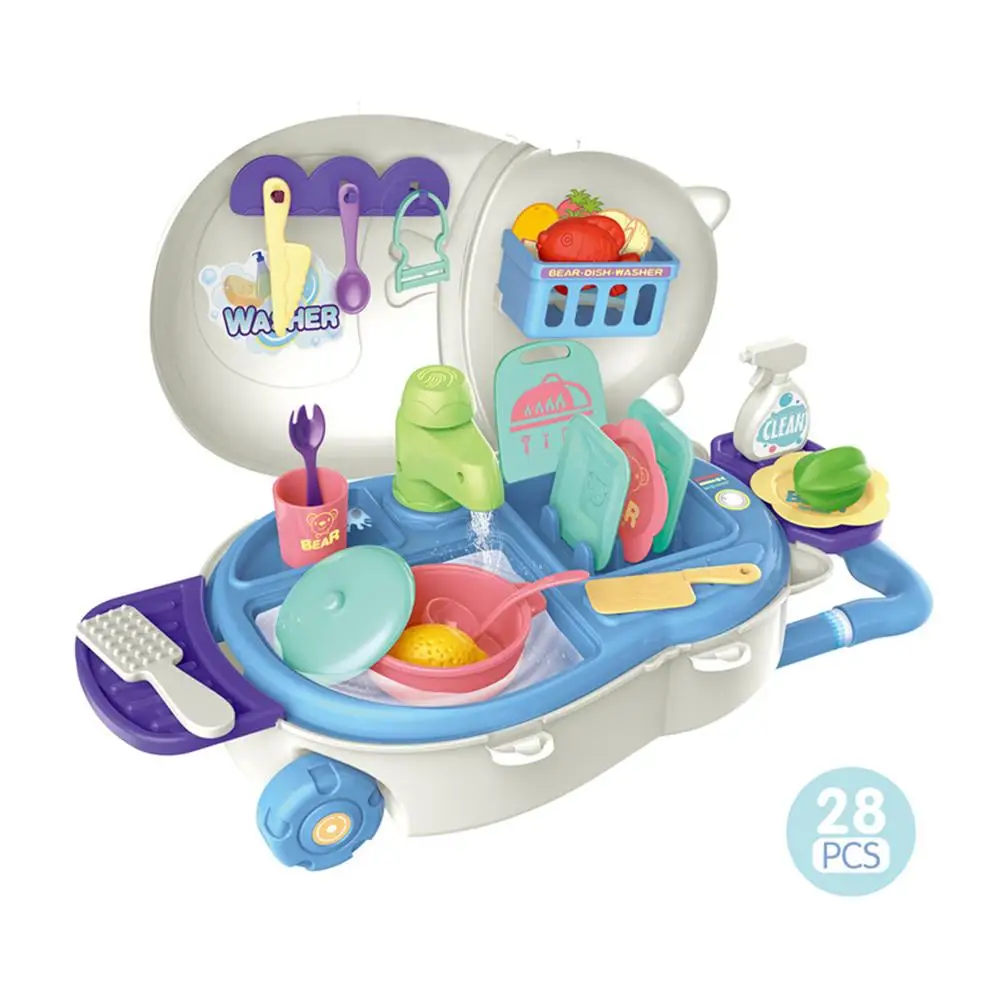 Детские игрушки с рисунком медведя из мультфильма, кухонные игрушки, детские ролевые игрушки, набор инструментов для ремонта кухни, Детские кухонные принадлежности, набор игрушек на колесиках