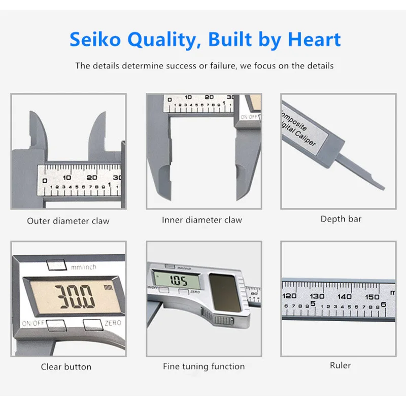 0-150 мм ЖК цифровой Солнечный суппорт 6 дюймов Электронный штангенциркуль Калибр микрометр измерительный инструмент высота измерительные приборы