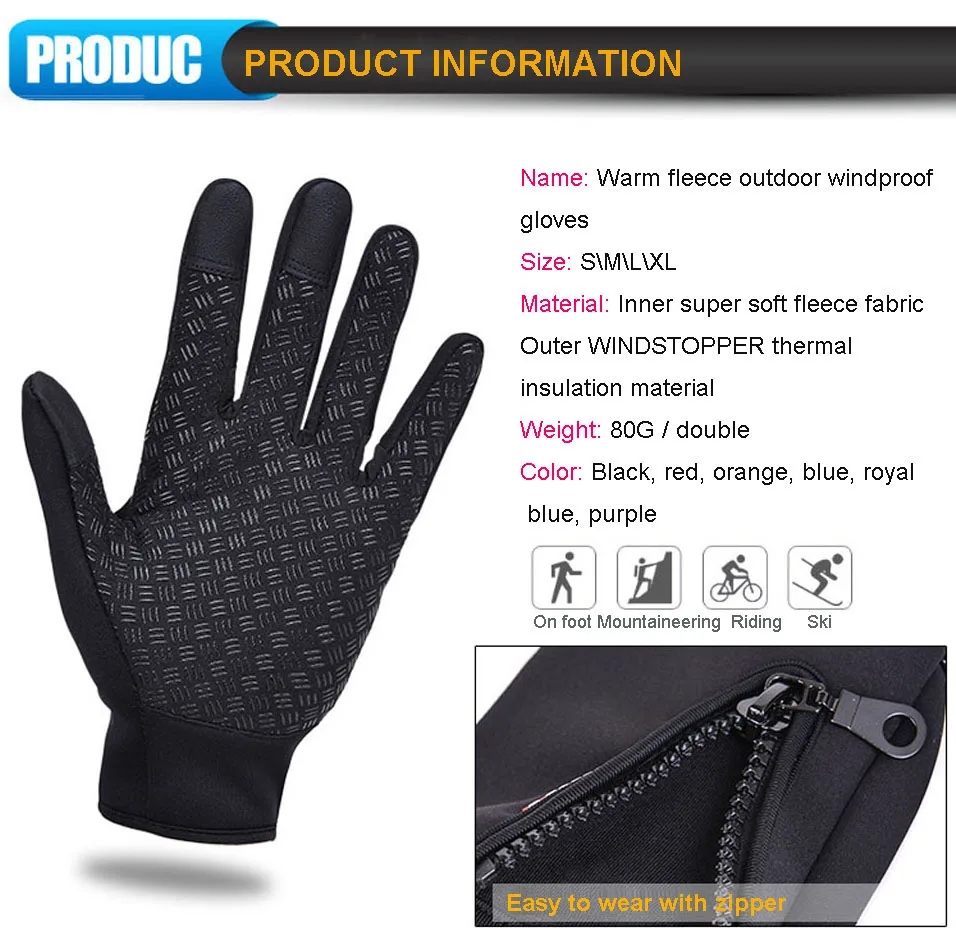 Full Finger Ski Gloves Climbing Snowboard Gloves Cycling Gloves For Men Women Winter Touch Screen Fishing Gloves Keep Warm