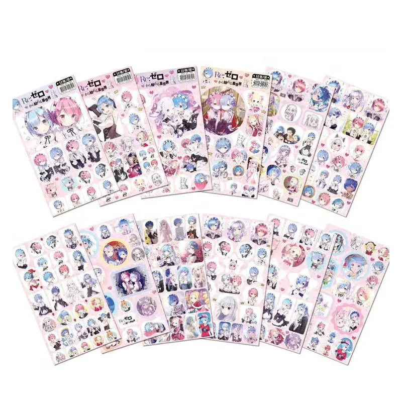 

12pcs/lot Re:Life in a different world from zero Anime Stickers Oversized Toys Sticker for Phone Laptop Book Doodle Stiker