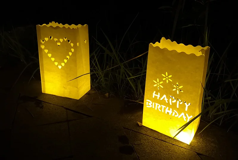 30 шт./лот Сердце держатель для чайной свечи Luminaria бумажный Свеча-фонарь сумка для рождественской вечеринки наружное свадебное оформление