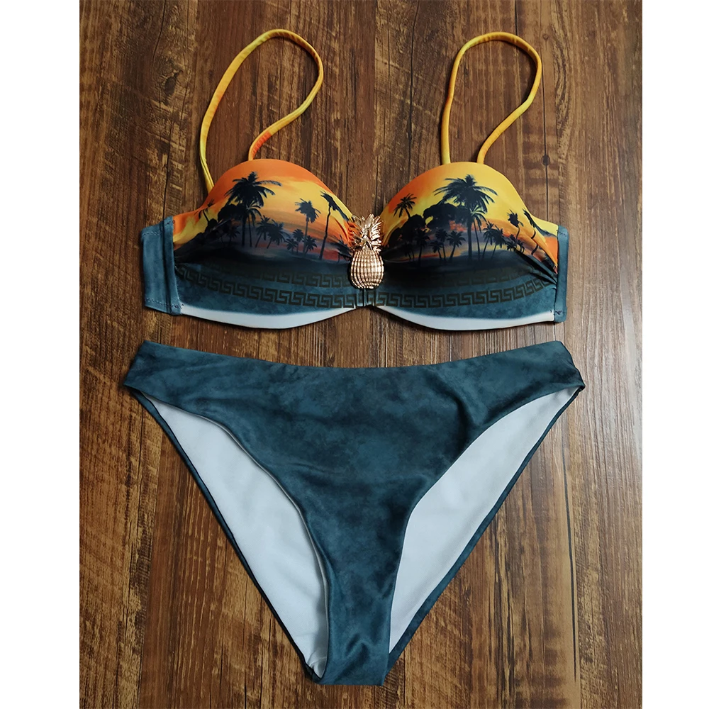 2020 Sexy Bikini Women Swimsuit Push Up Swimwear Pineapple Bandage Halter Bandeau Bikini Set Beach Bathing Suit Swim Wear S~L 2020 Sexy Bikini Women Swimsuit Push Up Swimwear Pineapple Bandage Halter Bandeau Bikini Set Beach Bathing Suit Swim Wear S~L