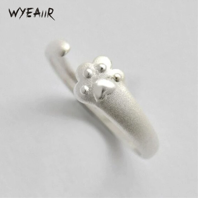 Женское Открытое кольцо WYEAIIR простое из стерлингового серебра 925 пробы с милым