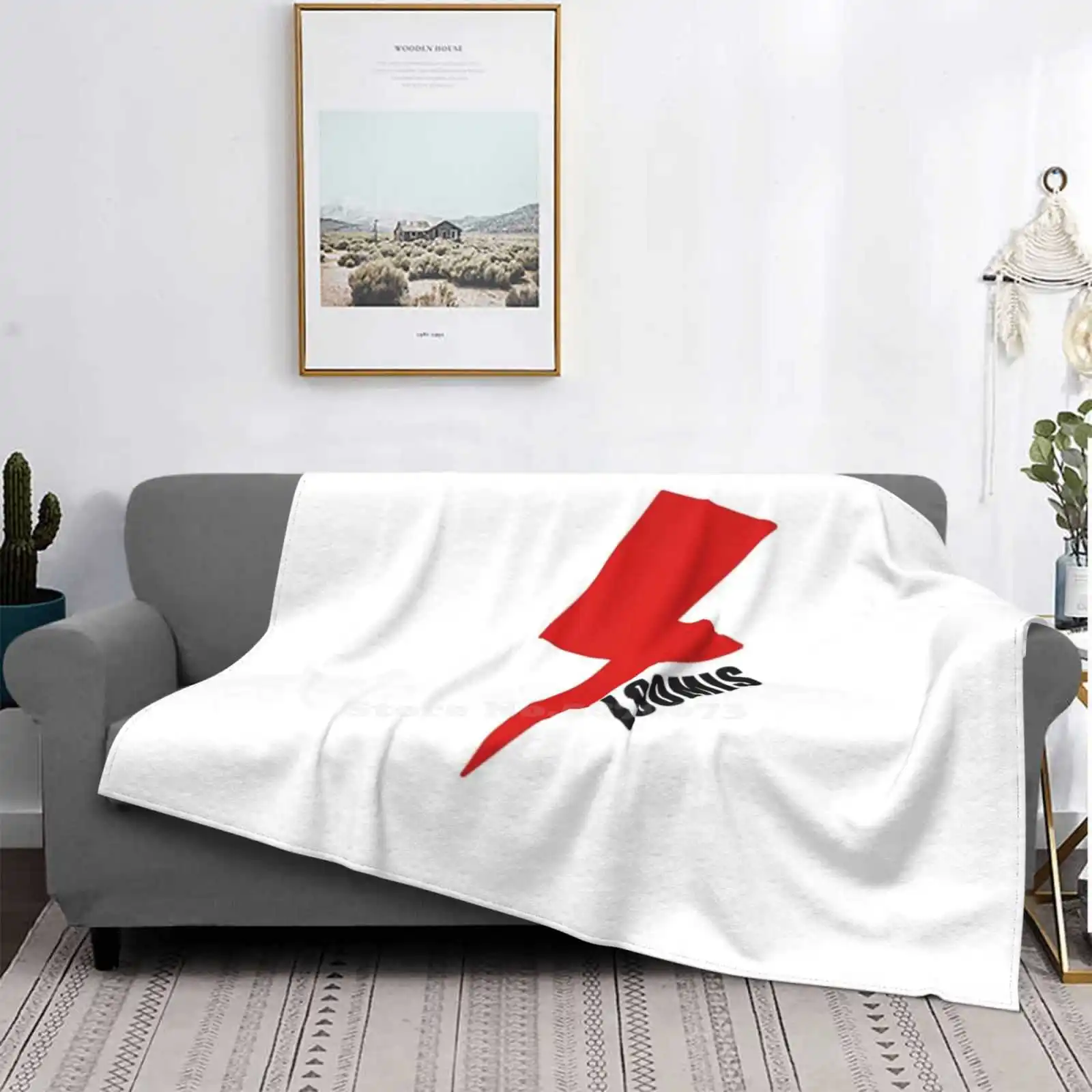 Loomis Chaffee School Lightning Bolt Sticker Nuova Vendita Stampa Personalizzata Flanella Morbida Coperta Loomis Chaffee Loomis Rosso Bianco