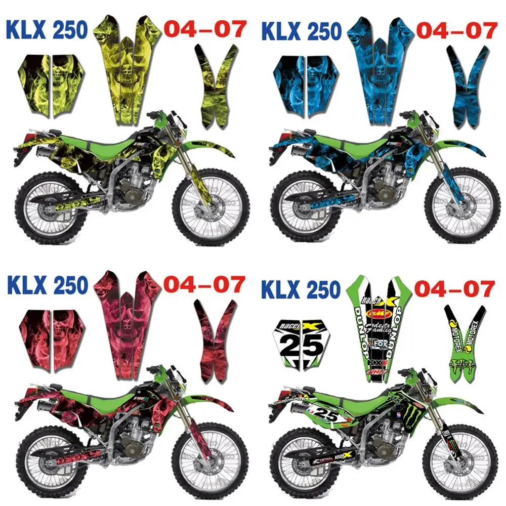 

New Motorcycle Graphics Stickers Background Decals For Kawasaki KLX250 KL250X KLX 250 2004 2005 2006 2007 Custom decal sticker