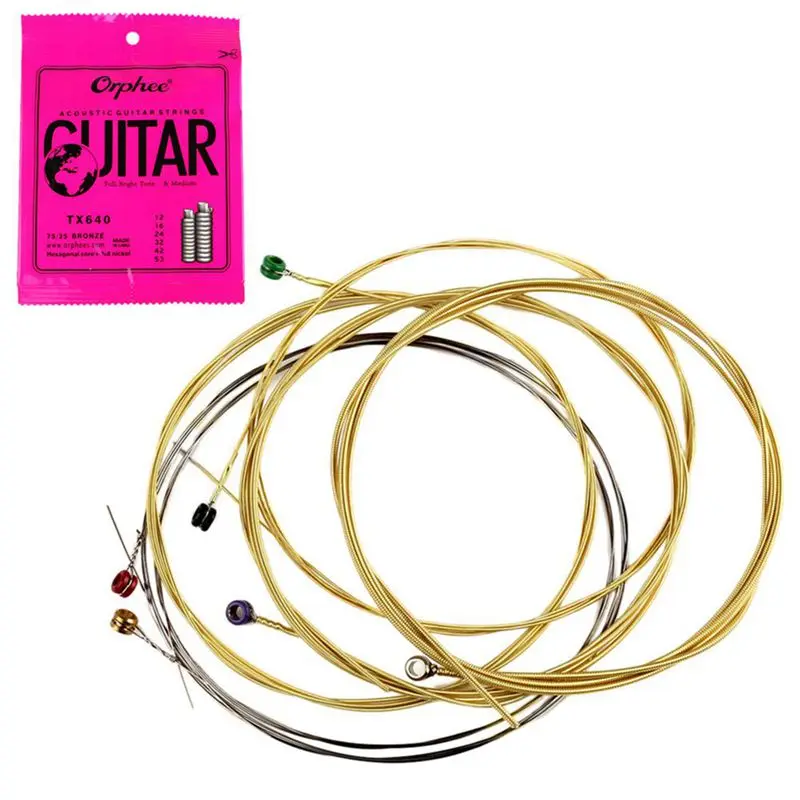

Orphee 6Pcs/set Acoustic Guitar String Hexagonal core+8% nickel FULL,Bronze Bright tone& Extra light Extra Light Medium