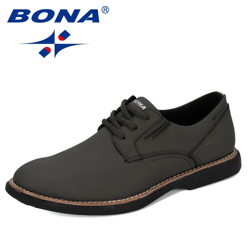 Army green BONA/Новинка года; дизайнерская модная обувь из яловичного спилка; мужская повседневная обувь; Мужская трендовая однотонная Уличная обувь на плоской подошве; износостойкая обувь для отдыха - Цвет: Army green