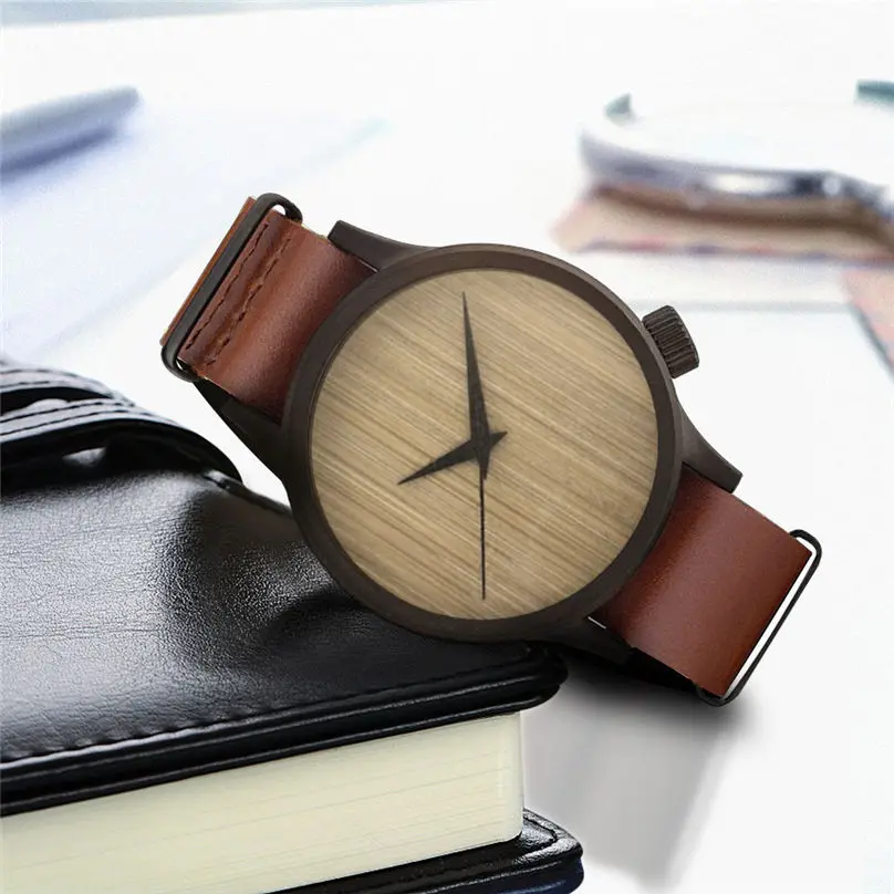 New Casual Fashion Wooden Watch Men's And Women's Watch Bamboo Men Leather Watches 3N25 (2)