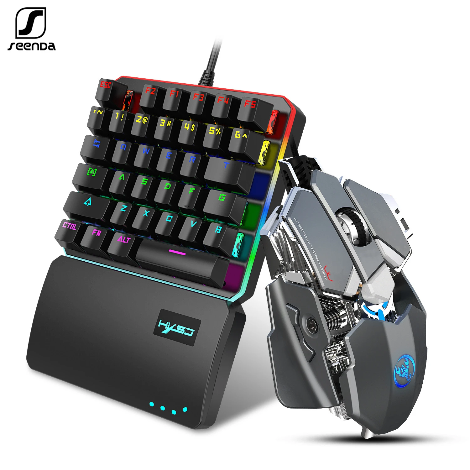 Набор мыши и клавиатуры SeenDa V200 + J600 с курицей RGB клавиатура для одной руки