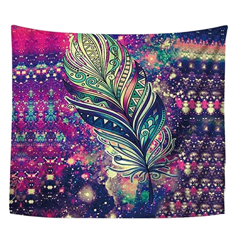 

Bohemian Colorful Feather Tapestry Decor Bedspread, 60 x 80 Inches