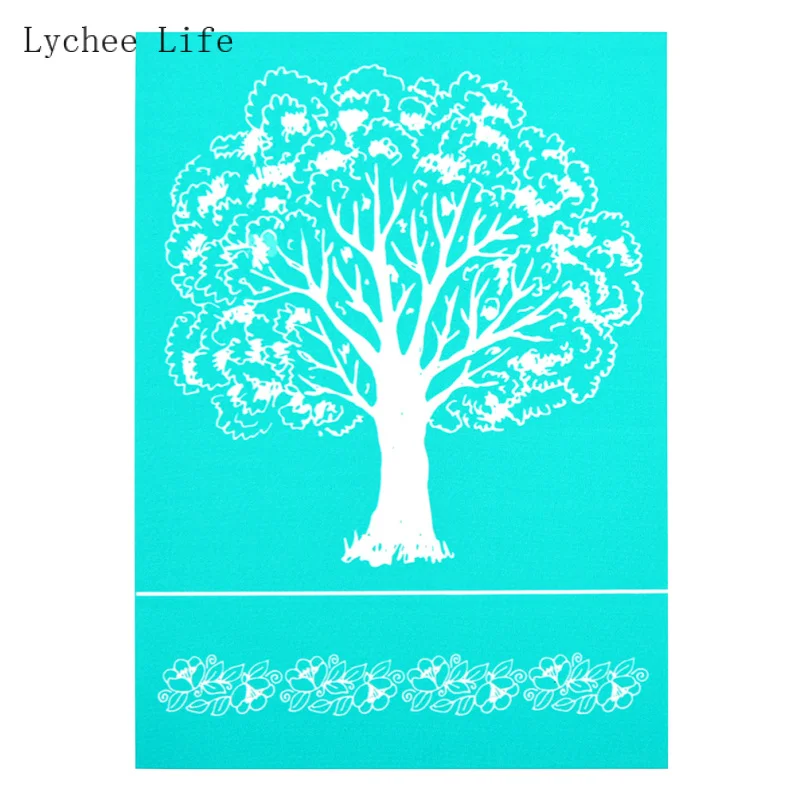 Lychee Life Animal Bear Butterfly Self-Adhesive Silk Screen Printing Stencil Mesh Transfers For Pillow Home Decoration Gifts