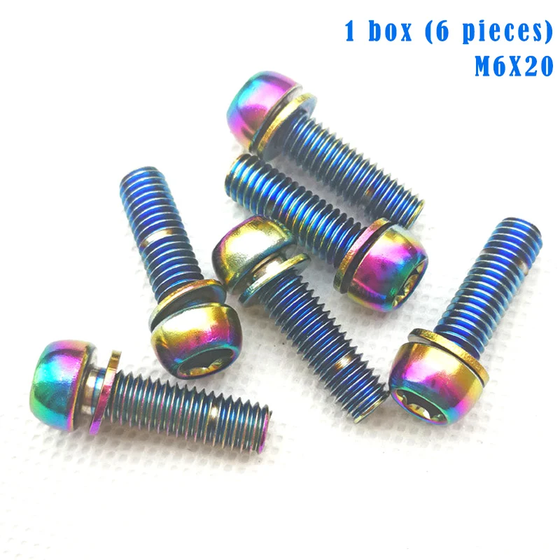 6 шт./компл. Сталь велосипеда болты с шайбой M5 x18mm Радуга Золотой Цвет для Велосипедный вынос руля держатель для бутылки для воды - Цвет: m6x20