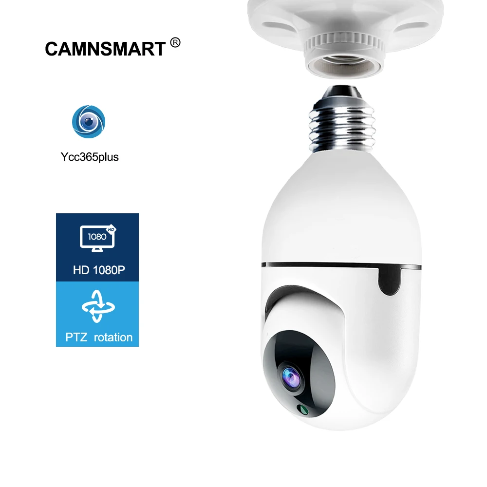 1080P Wifi Camera E27 Light Bulb Ycc365plus Mini PTZ HD Infrared Night Vision Two Way Talk Baby Monitor Home Security Smart View