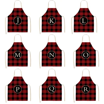 

1Pcs Christmas Red Black Letters Printed Cleaning Aprons Home Cooking Kitchen Cook Wear Cotton Linen Adult Bibs 53*65 cm WQL0059