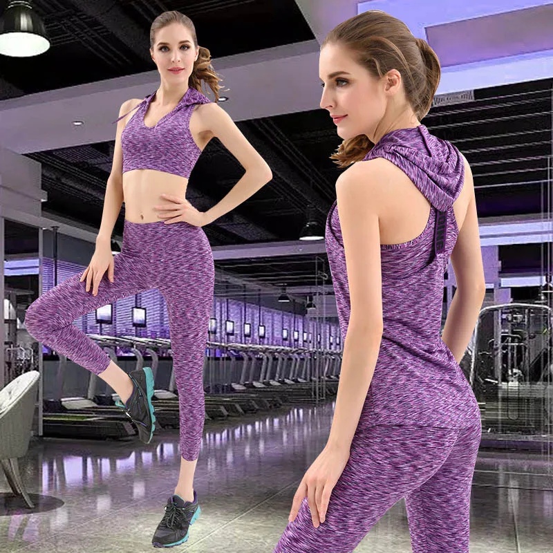 

Women's sportswear Gym Yoga Set Running outdoor sports Women Workout Leggings Sports Bra And Crop Top 3 piece suit Fitness wear