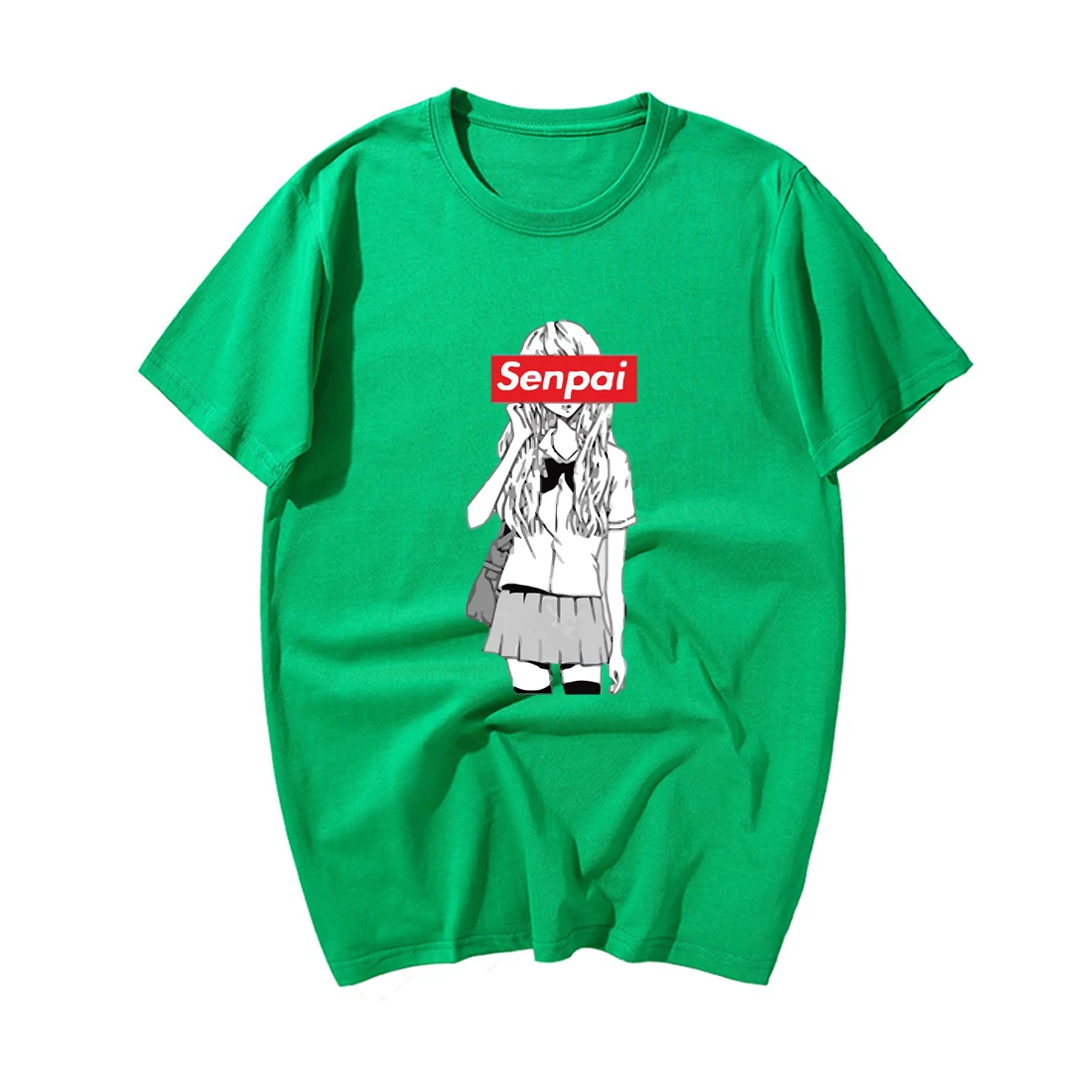 Забавные Senpai аниме девушка футболка Ретро Классический японского аниме футболка для мужчин прохладное лето повседневные хлопковые футболки Harajuku уличная одежда - Цвет: Green 6