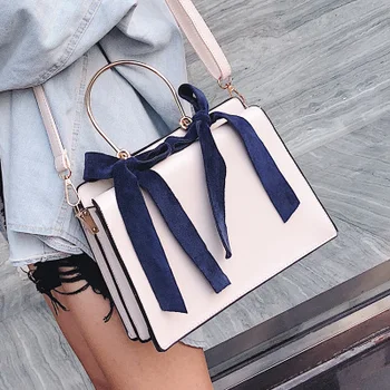

Women's bag 2020 fashion bowknot portable small square bag simple and Versatile Single Shoulder Messenger Bag