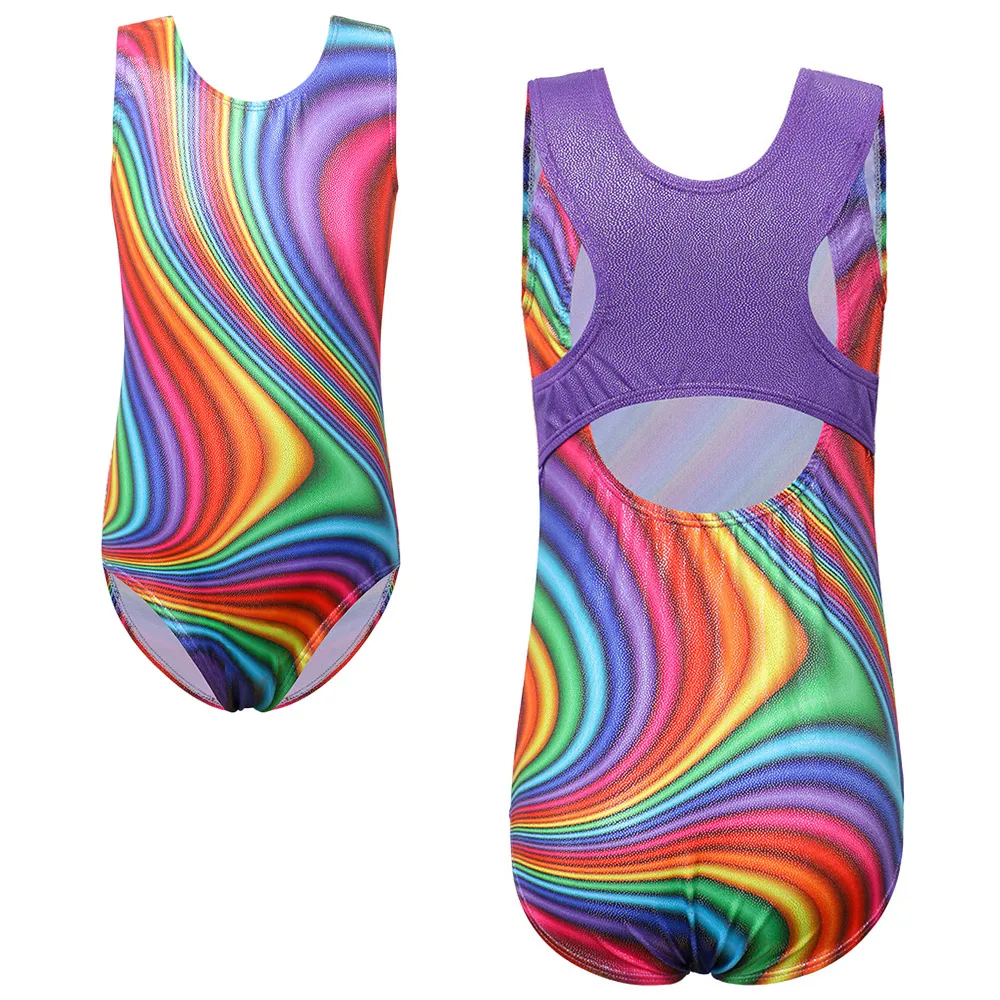 

BAOHULU Toddler Girls Gymnastics Leotard Ballet Leotard Professional Kids Rainbow Color Dance Wear Practice Bodysuit