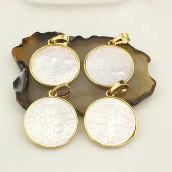 

24*24mm 10pcs/lot High quality shell pendant,corss/letters cubic zircon charm jewelry,exquisite bracelet/necklace component