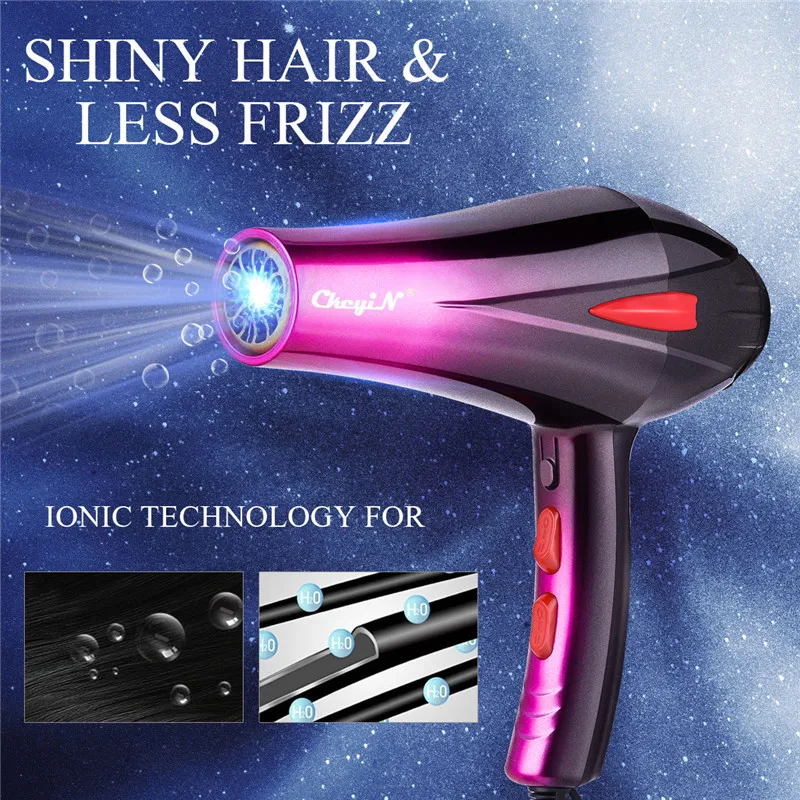 Secador de Cabelo Azul Profissional Ajustável Sopro ar Concentrador Bocal Difusor Ventilador Cabelo Estilor 4000w Luz