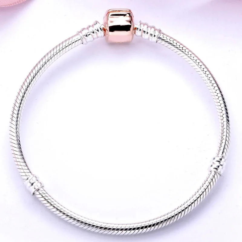 Золотой цвет баррель застежка основные змея цепи браслет подходит для женщин бусины из стерлингового серебра 925 Шарм Diy Европа ювелирные изделия