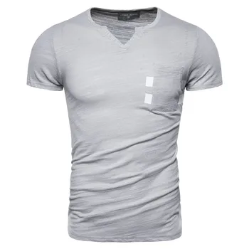 

Henry Collar Short Sleeve Tee Shirt Men 2020 Spring Summer New Comfortable Top Men Brand Clothing Slim Fit Cotton Plain T-Shirts