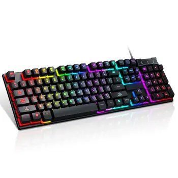 

USB Wired Gaming Keyboard 104 Key Mechanical Feeling Gamer Keyboard for Computer J6PB