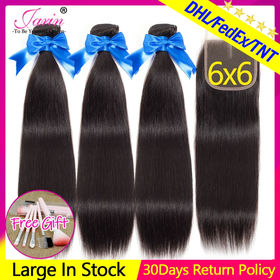

Jarin Straight Bundles With 6x6 Closure Brazilian Hair Weave Bundles With Closure Human Hair Bundles With Closure Hair Extension