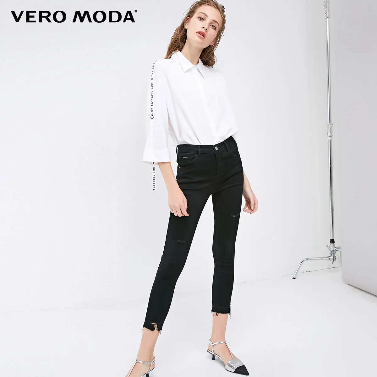 Vero Moda Новые поступления потертые необработанные манжеты облегающие укороченные джинсы | 318449521