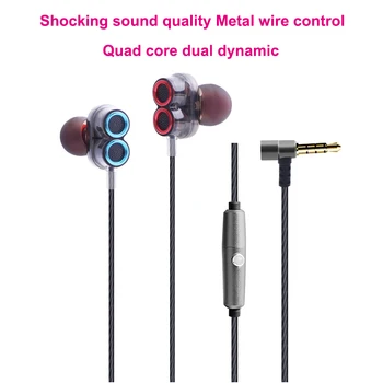 

KDK-503 Universal Wired Earphone Dual Dynamic Drivers Stereo Super Bass Headset with Mic for Pubg Mobile Games Accessories