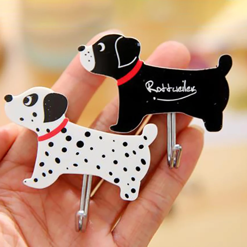

2pcs/set Cute Dog Shape Sticky Hooks Bathroom Kitchen Towel Hanger Keys Hat Sundries Organizer Hook
