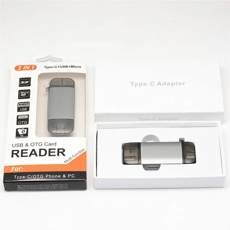 Универсальное 3-в-1 кард-ридер адаптер Тип usb с разъемами типа C и USB TF защищенная цифровая Карты памяти и аксессуары для мобильного телефона, компьютера