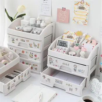 

1 Pc Desktop Organizer Storage Case Make-up Organizer Box for Students (White)