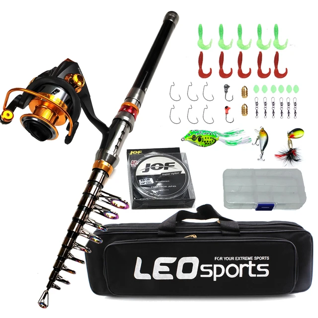 Portable Spinning Fishing Rod and Reel Combo 1.8M Telescopic Rod with  Fishign Reel Full Fishing Kit with Fishing Line Carry Bag - AliExpress