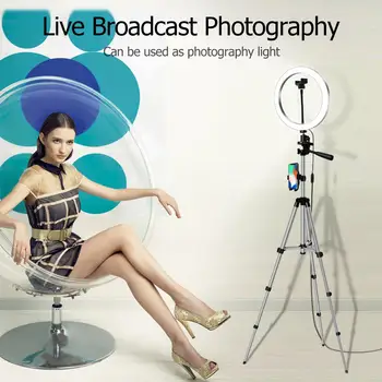 

Universal 3200-5600K Dimmable LED Studio Camera Ring Light Video Light Annular Lamp Selfie Ring Light Fill Flash Lamp w/Tripod