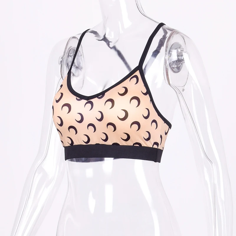 Chicology crescent moon print adjustable thin strap crop camis top 2019 summer autumn women streetwear harajuku short clothes