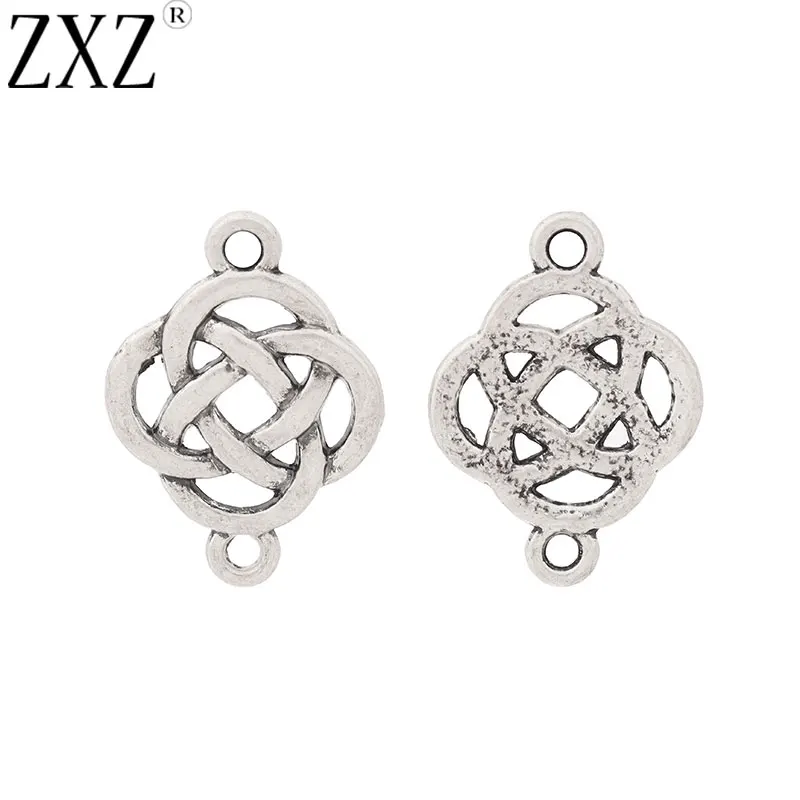 

ZXZ 20pcs Tibetan Silver Chinese Knot Connector Charms For DIY Bracelet Jewelry Making Accessories