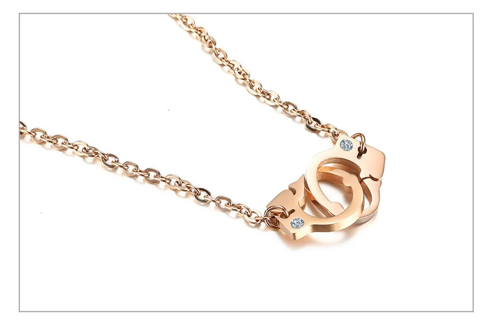 Vnox, Женское Ожерелье-чокер с кристаллами и камнями в виде наручников, розовое золото, ожерелье с подвеской из нержавеющей стали для женщин и девушек, ювелирное изделие