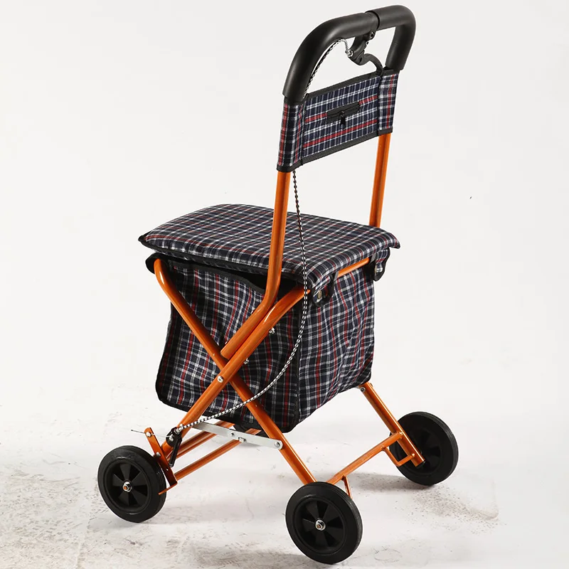 Dual Function Seniors Walker, 4-Wheeled Portable Cart With Hand Brake, Elderly Wheelchair Stroller
