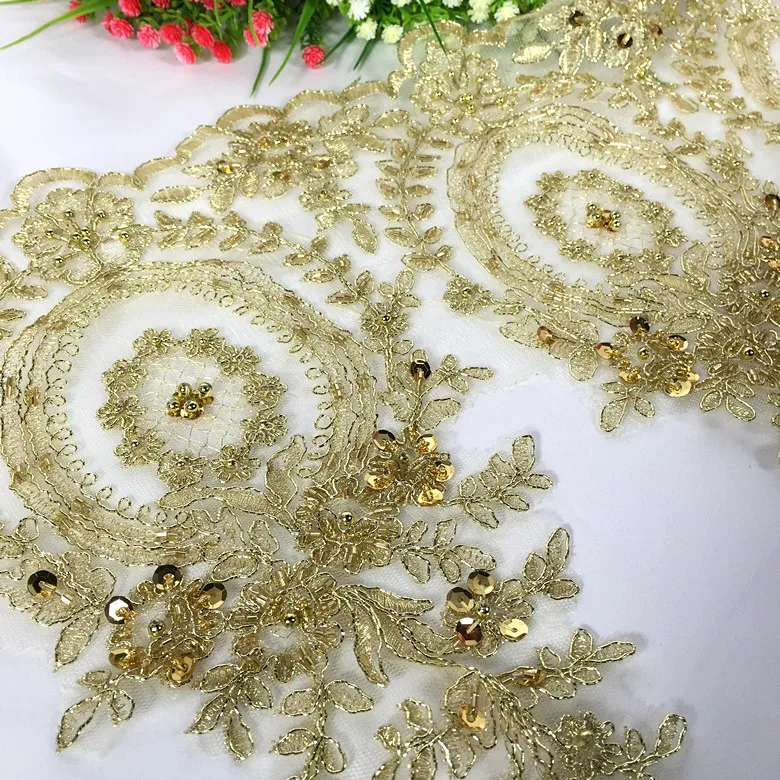 1 ярд золотой автомобиль кости блестки кружева отделка одежда свадебное детское платье свадебные аксессуары из кружева отделка 32 см 12,6 дюймов
