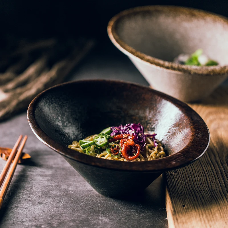 

Japanese inclined bowl high bowl deep bowl cooking bowl salad bowl ceramic bowl restaurant hotel creative table